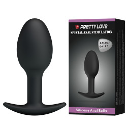 Анальна пробка силіконова PRETTY LOVE Heavy Balls, чорна, 8.4 х 3.2 см