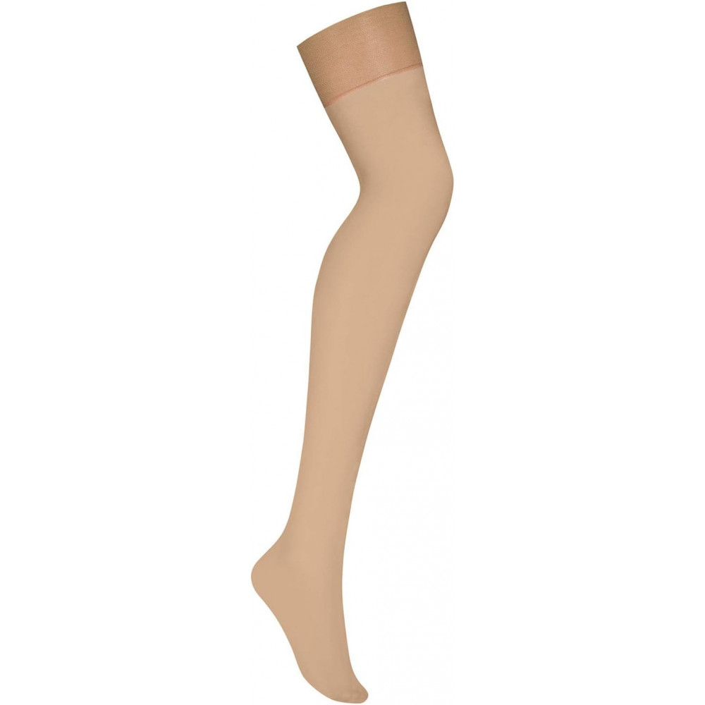 Разное - Чулки телесные с плотными резинками Obsessive S800 телесные, L/XL 1