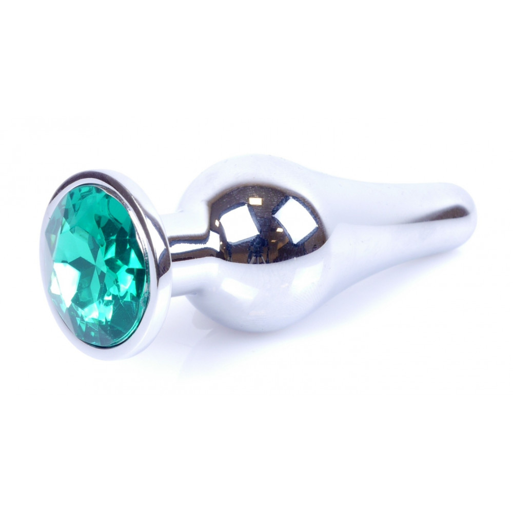 Анальные игрушки без вибрации - Анальная пробка Boss Series - Jewellery Silver BUTT PLUG Green, BS6400078 2