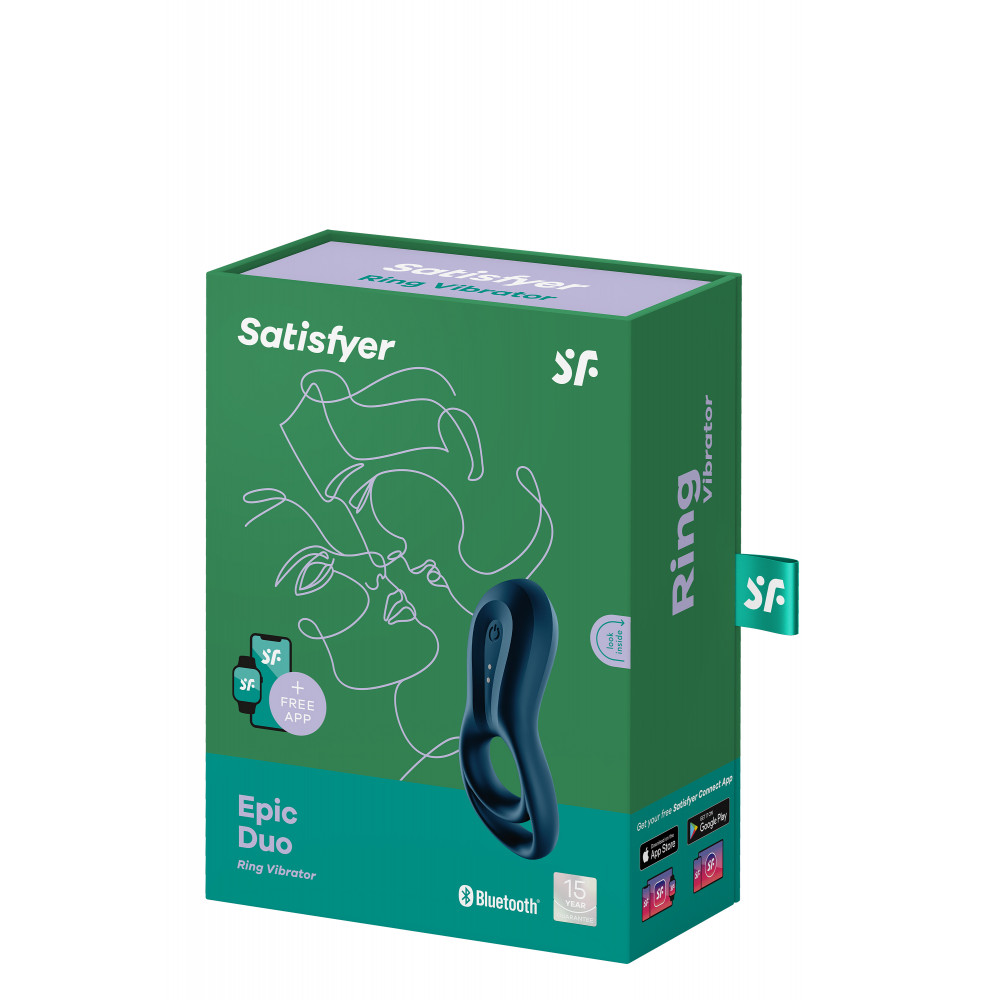 Разное - Эрекционное смарт кольцо с вибрацией Satisfyer Epic Duo синее 5