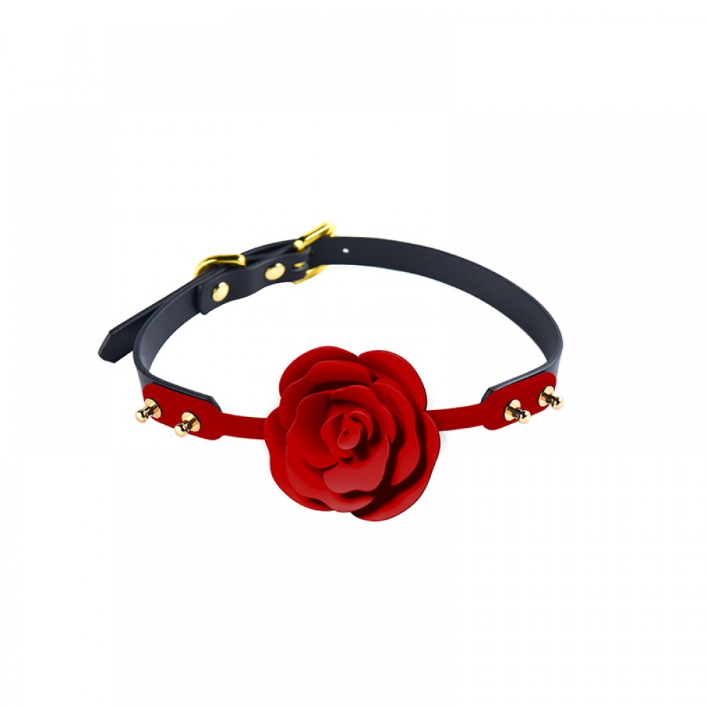 БДСМ игрушки - Кляп роза из силикона и итальянской кожи Rose Ball Gag UPKO 9