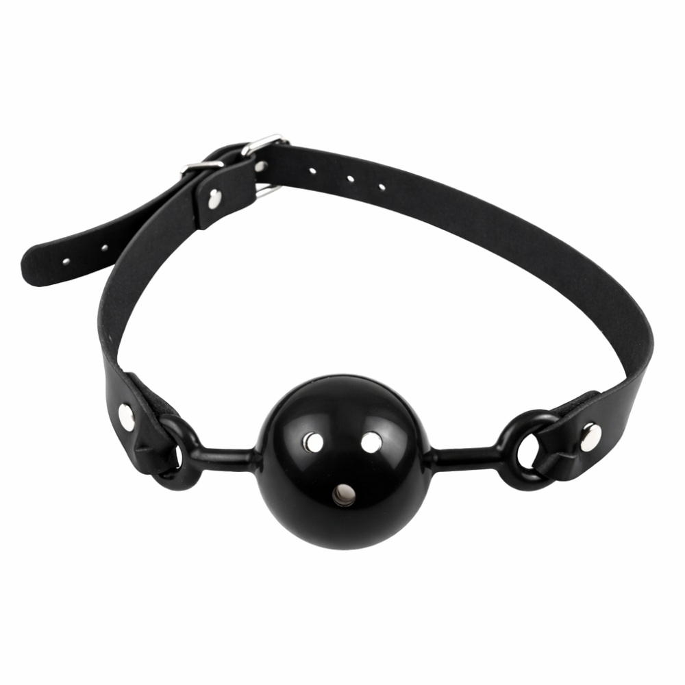 Повязки на глаза, кляпы, зажимы - Кляп шарик DS Fetish с ремешком, черный