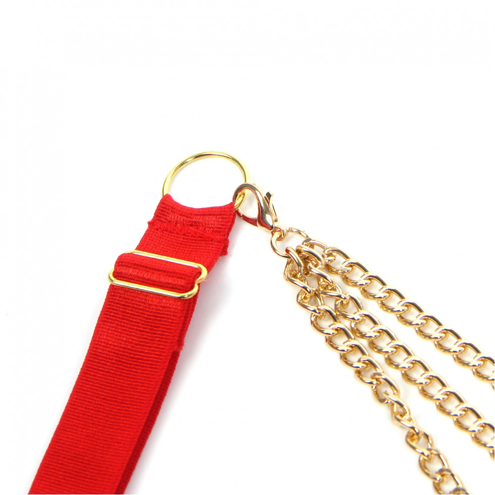 Різне - Червоний сексуальний комплект білизни в сіточку Star Night з ланцюжками та серцями, L 11