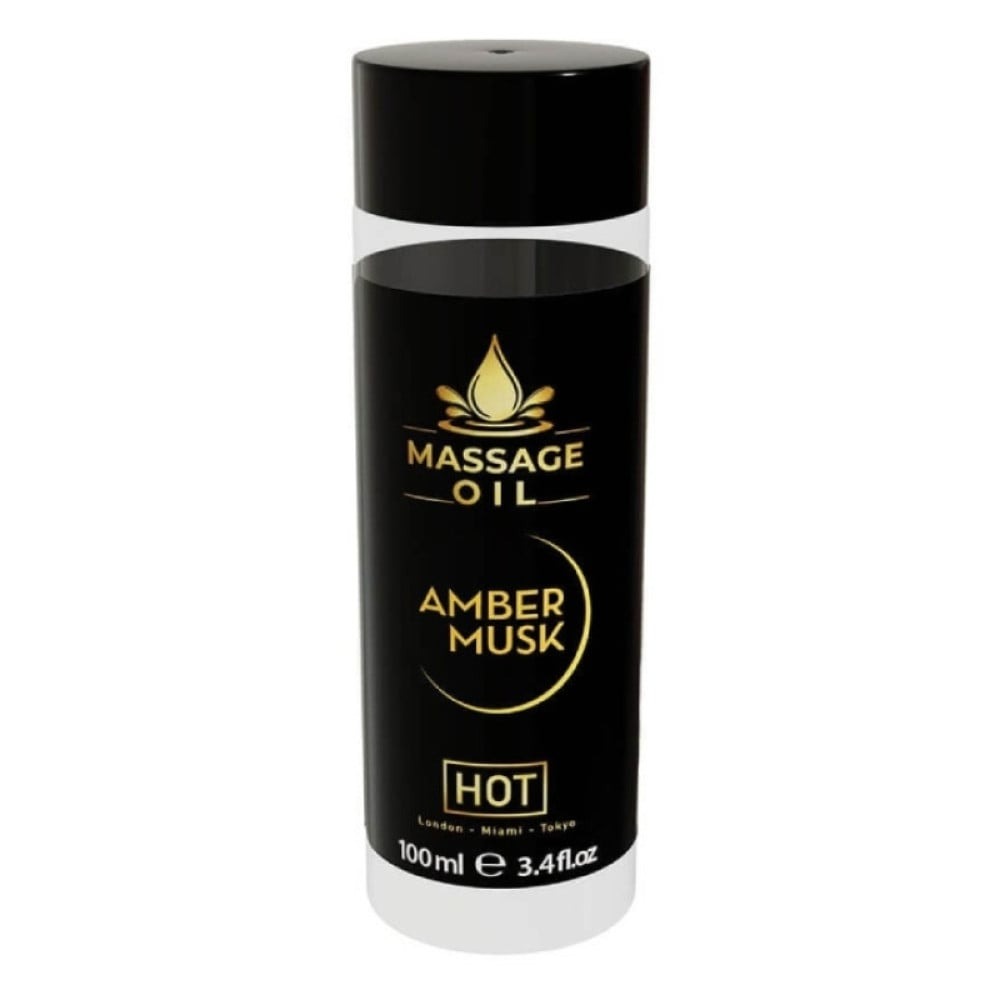 Разное - Массажное масло HOT Massage Oil Amber Musk с ароматом янтарного мускуса, 100 мл