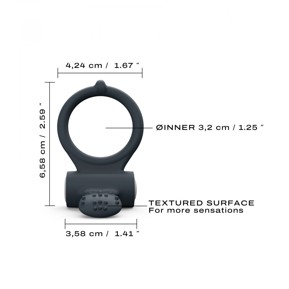 Эрекционные кольца с вибрацией - Эрекционное кольцо Dorcel Power Clit Black V2 с вибрацией, с язычком со щеточкой 2
