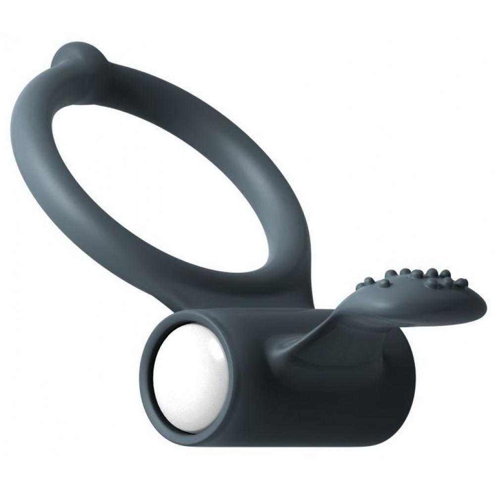 Эрекционные кольца с вибрацией - Эрекционное кольцо Dorcel Power Clit Black V2 с вибрацией, с язычком со щеточкой