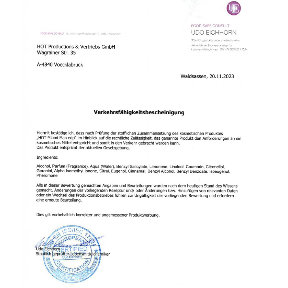 Разное - Мужские духи с феромонами HOT Pheromone Perfume MIAMI men 30 ml 1