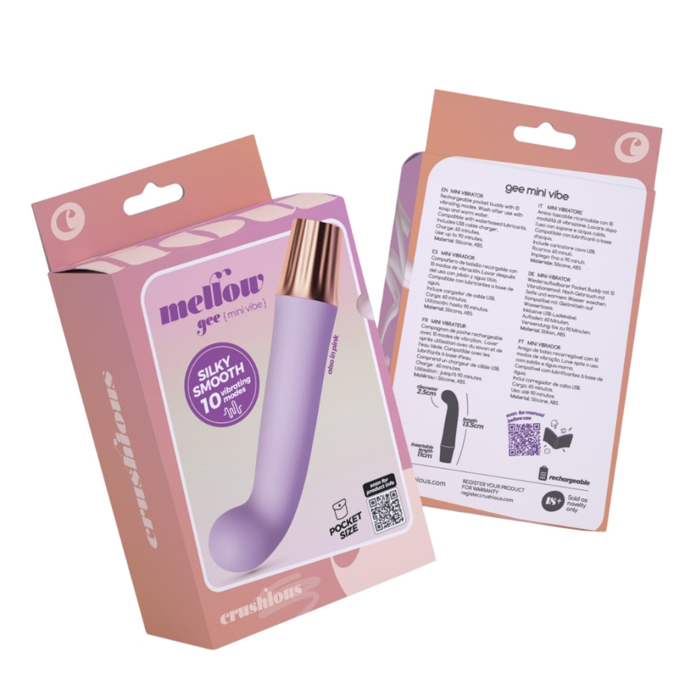 Стимулятор точки G - Міні-вібратор для точки G CRUSHIOUS Mellow Gee, лавандовий, 11,3 х 2,5 см 1