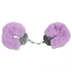 Наручники металл с мехом Plush handcuffs, фиолетовые