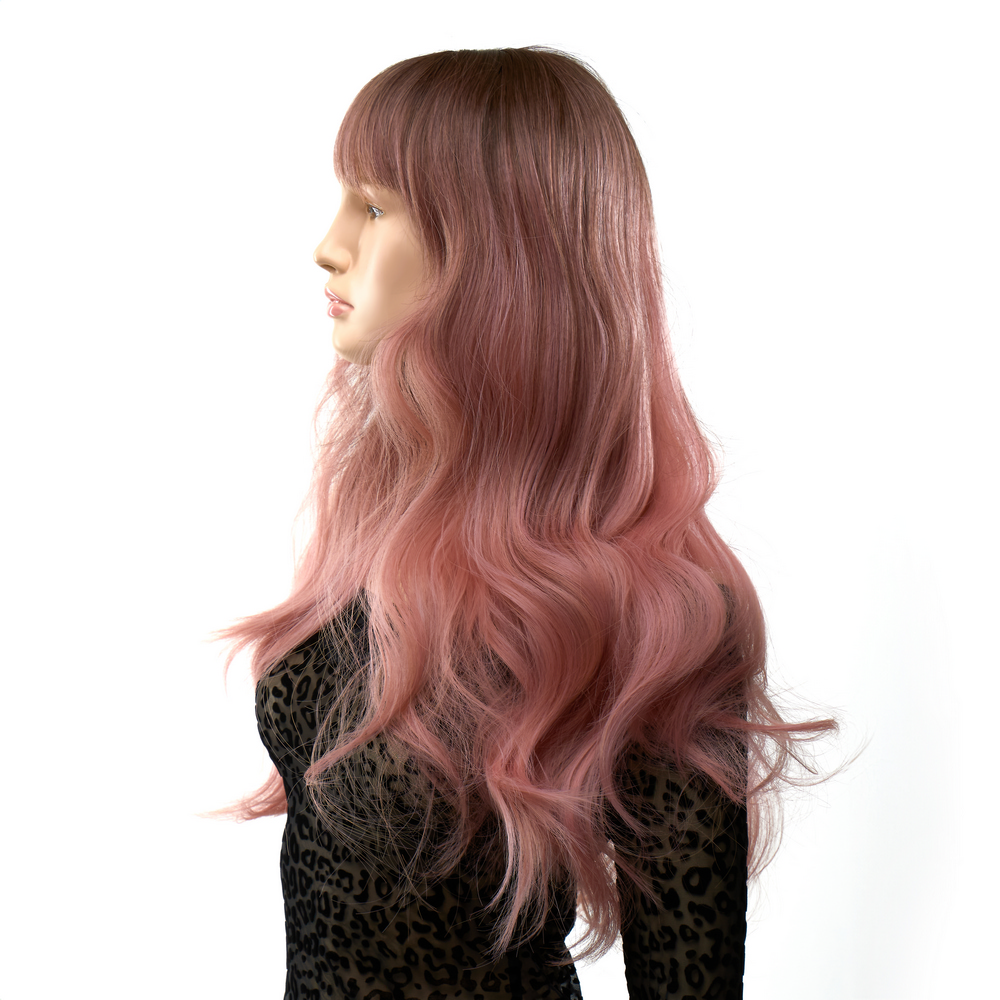  - Перука довга хвиляста з чубчиком Fetish Hair омбре рожевий, 65 см 1