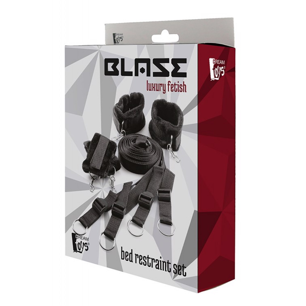  - Ременная система для фиксации к кровати Dream Тoys Blaze Luxury Fetish черная