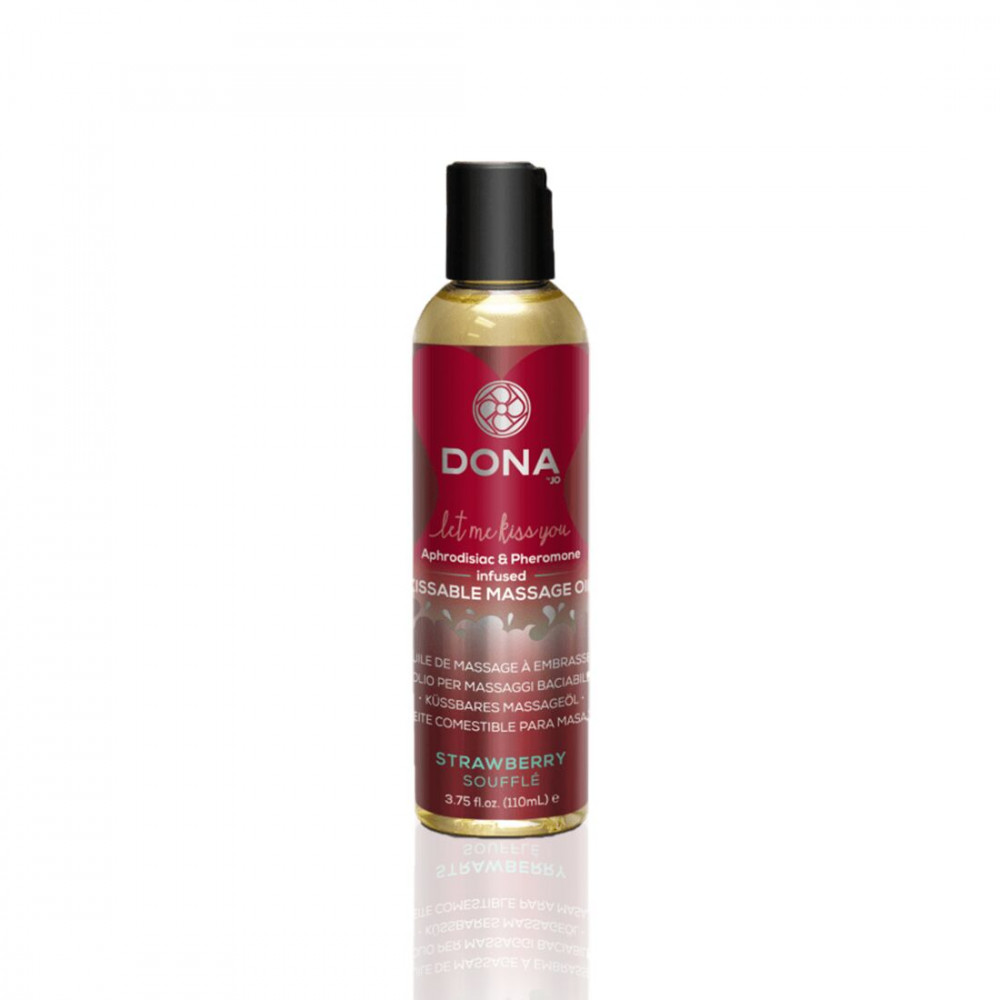Массажные масла - Массажное масло DONA Kissable Massage Oil Strawberry Souffle (110 мл) можно для оральных ласк