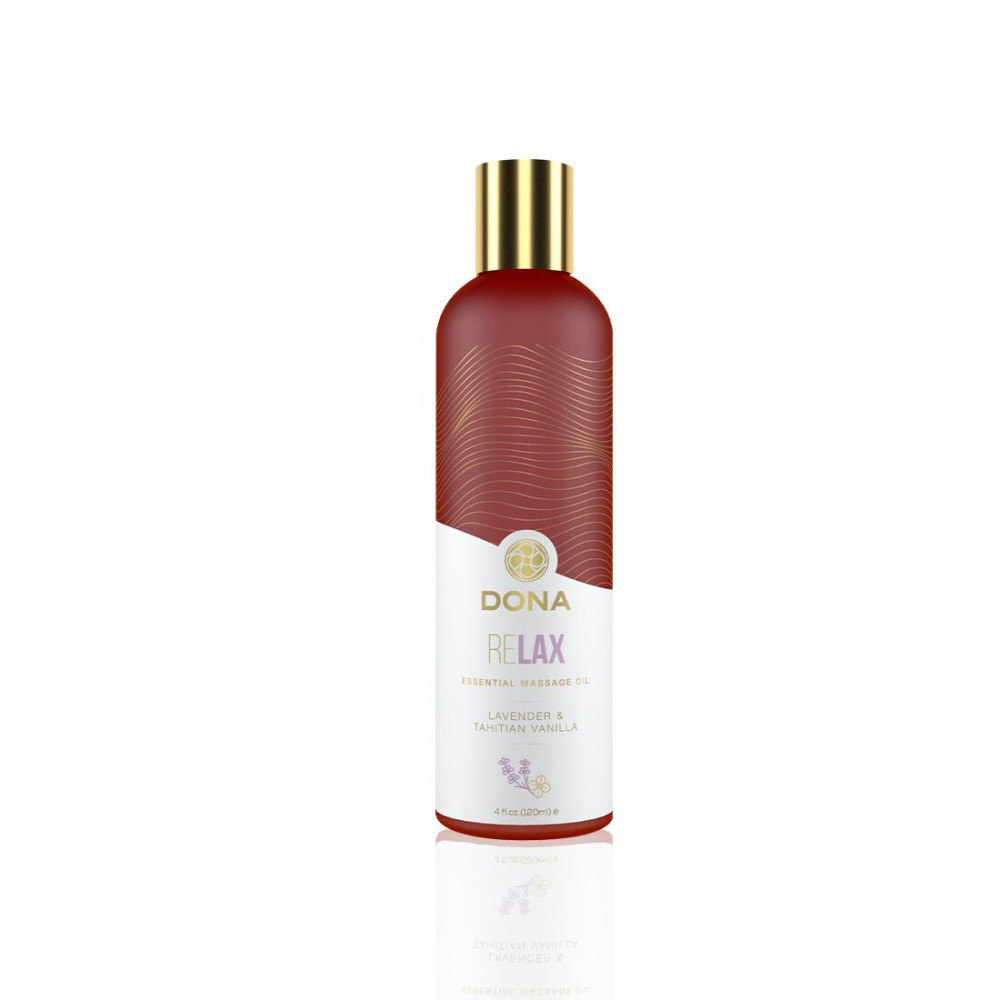 Массажные масла - Натуральное массажное масло DONA Relax - Lavender & Tahitian Vanilla (120 мл) с эфирными маслами