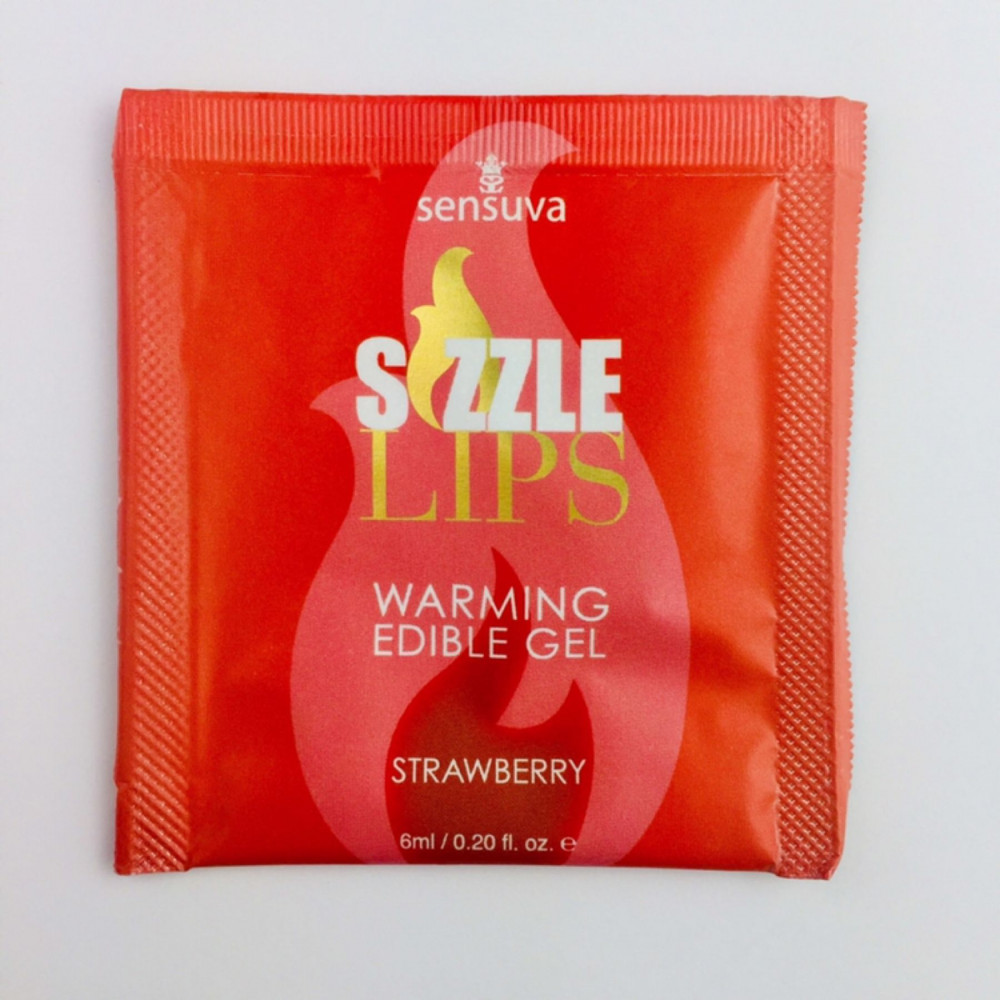 Массажные масла и свечи - Пробник массажного геля Sensuva - Sizzle Lips Strawberry (6 мл)