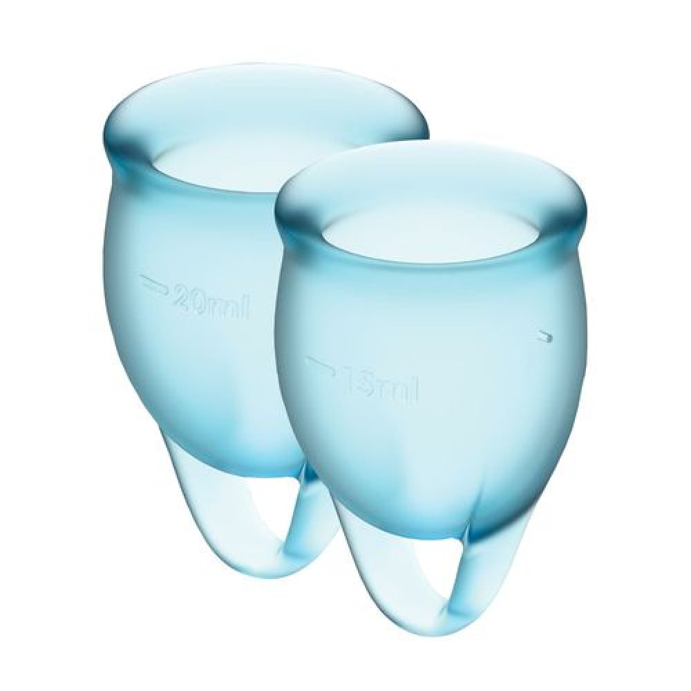 Менструальні чаші - Набір менструальних чаш Satisfyer Feel Confident (light blue), 15мл і 20мл, мішечок для зберігання