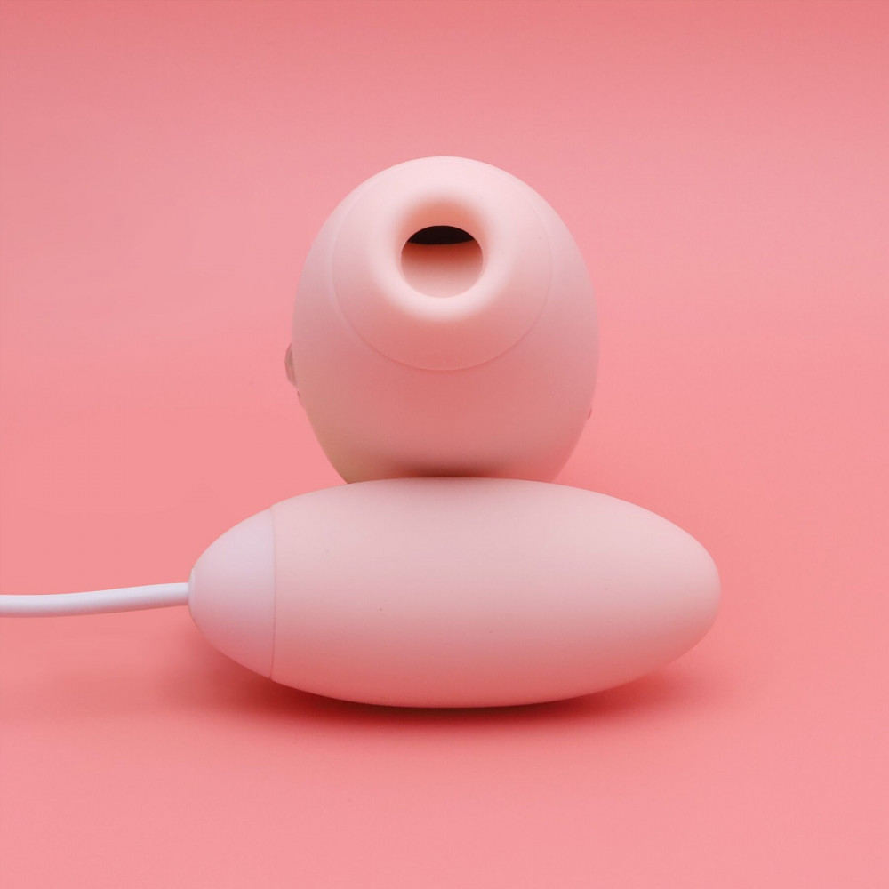 Вакуумный вибратор - Вакуумный стимулятор с виброяйцом 2-в-1 KISSTOY Miss VV Pink 9