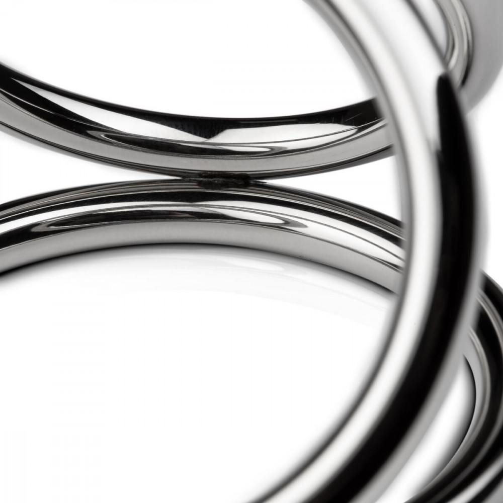 Эрекционное кольцо - Тройное эрекционное кольцо Sinner Gear Unbendable — Triad Chamber Metal Cock and Ball Ring — Large 4