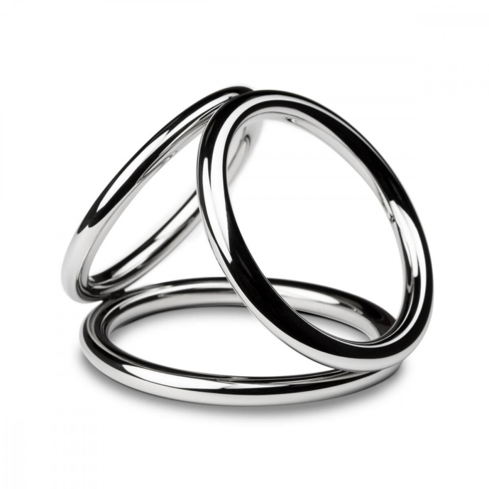 Эрекционное кольцо - Тройное эрекционное кольцо Sinner Gear Unbendable — Triad Chamber Metal Cock and Ball Ring — Large
