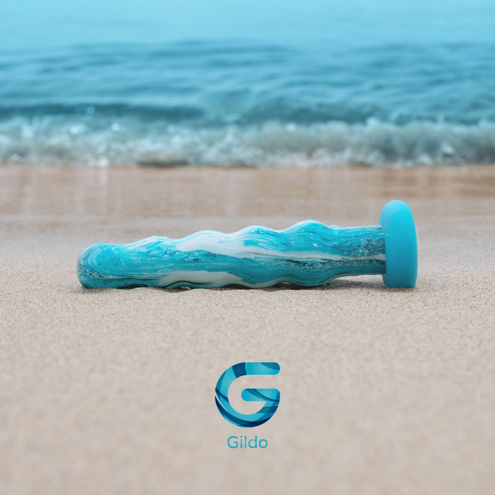 Дилдо - Стеклянный дилдо Gildo Ocean Flow, крупные бусины, силиконовое основание 3