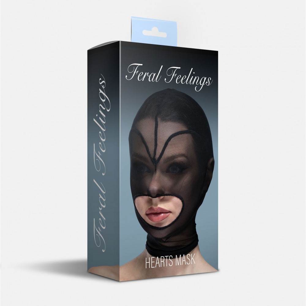 Маски - Маска сердце сетка с открытым ртом Feral Feelings - Hearts Mask Black/Black 1