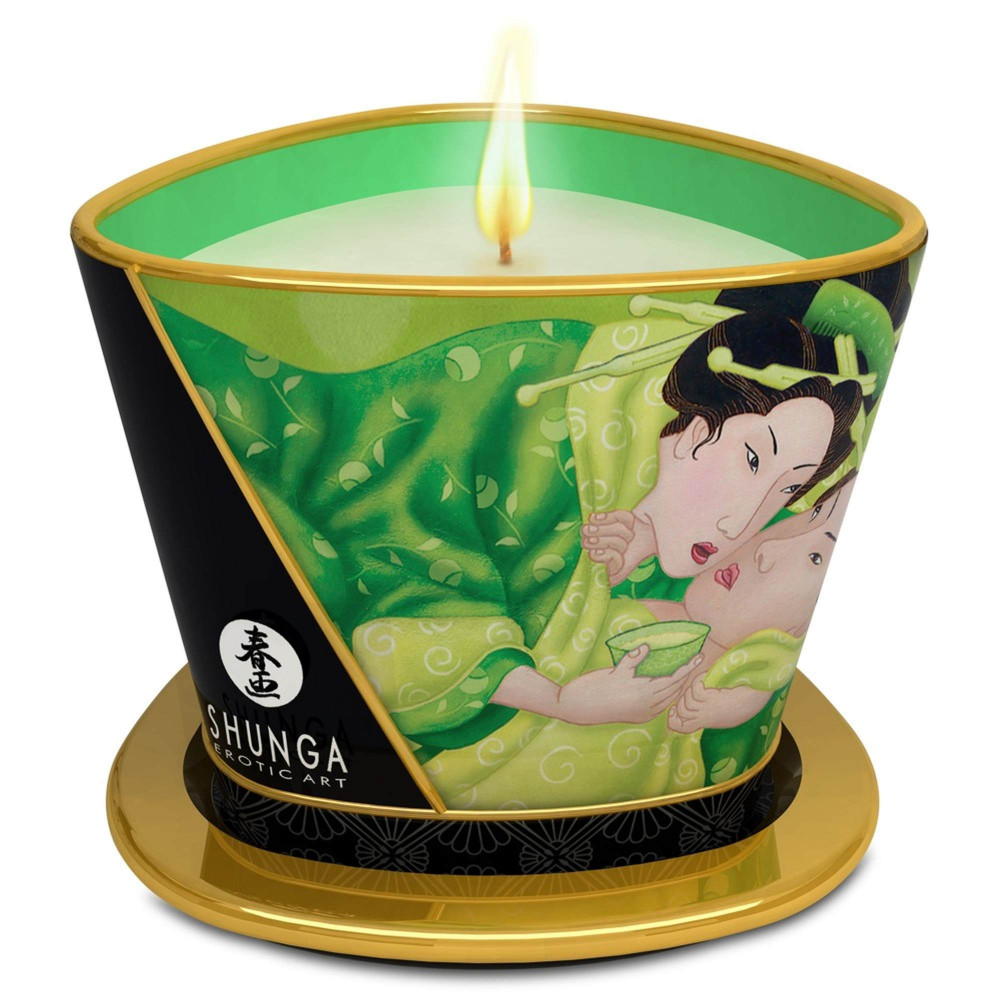 Разное - Свеча для массажа Shunga Massage Candle Exotic Green Tea с ароматом зеленого чая, 170 мл