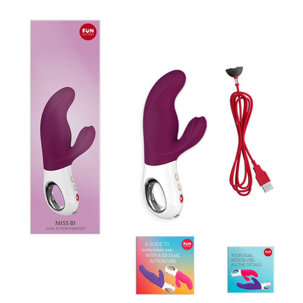 Вибратор-кролик - Вибратор-кролик Fun Factory MISS BI grape/white, 2 независимых мотора, диаметр 4,2 см 5