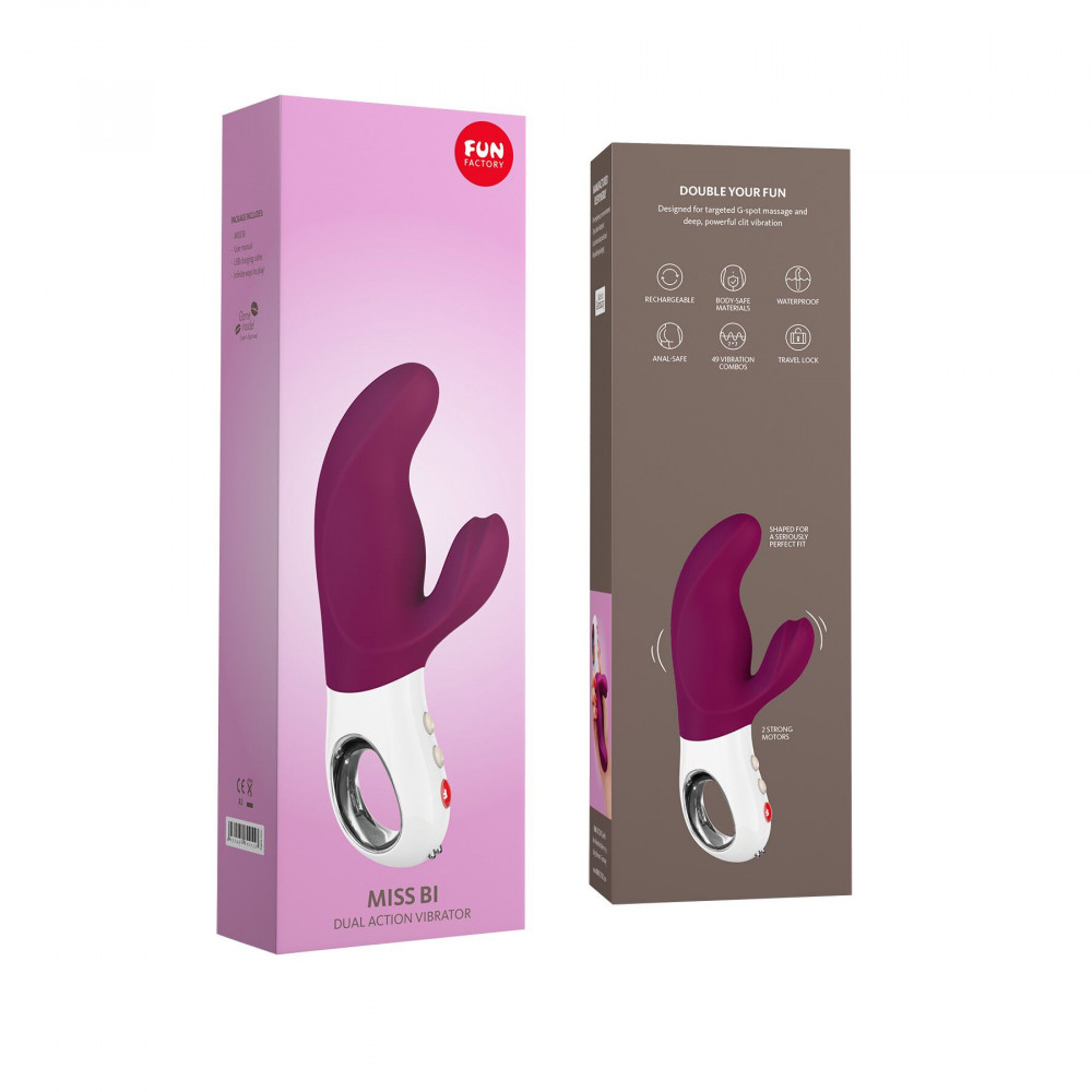 Вибратор-кролик - Вибратор-кролик Fun Factory MISS BI grape/white, 2 независимых мотора, диаметр 4,2 см 6