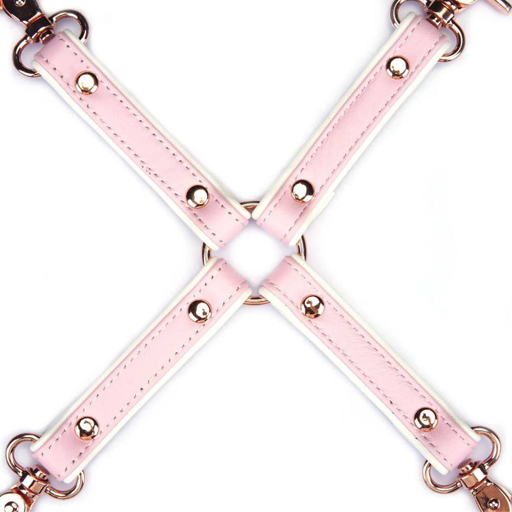 Наручники и ограничения - Крестовина Liebe Seele White & Pink Leather Hogtie 2