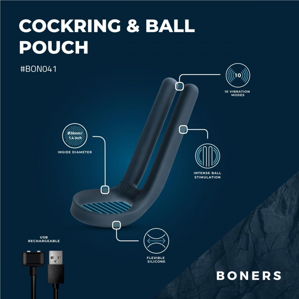 Эрекционные кольца с вибрацией - Эрекционное кольцо Boners Cockring & Ball Stimulator 11