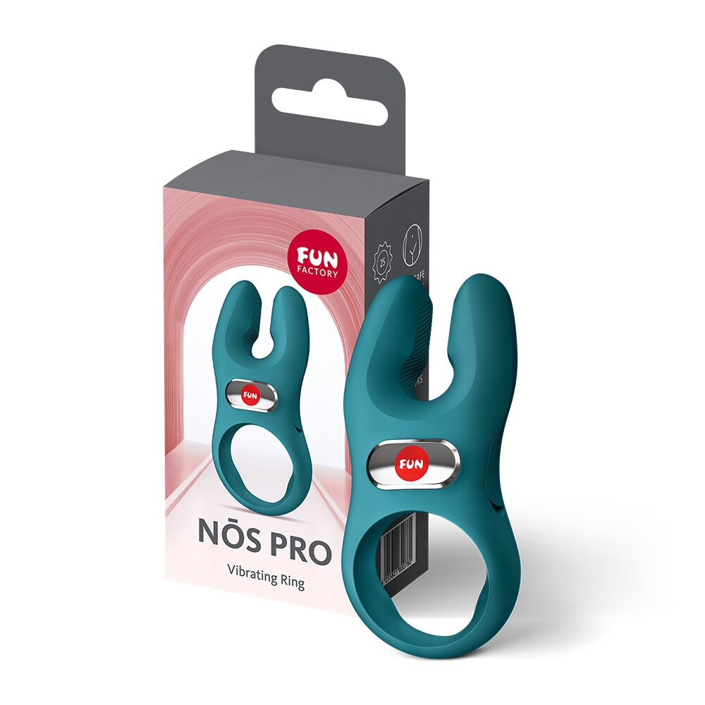 Ерекційні кільця з вібрацією - Ерекційне віброкільце з подвійною стимуляцією клітора Fun Factory NŌS PRO Bottle Green, 2 мотори 6