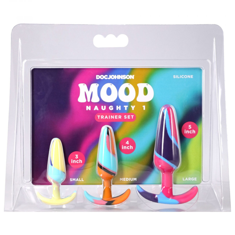 Анальні іграшки - Набір анальних пробок Doc Johnson Mood Naughty 1 Kaleidoscope Trainer Set 4