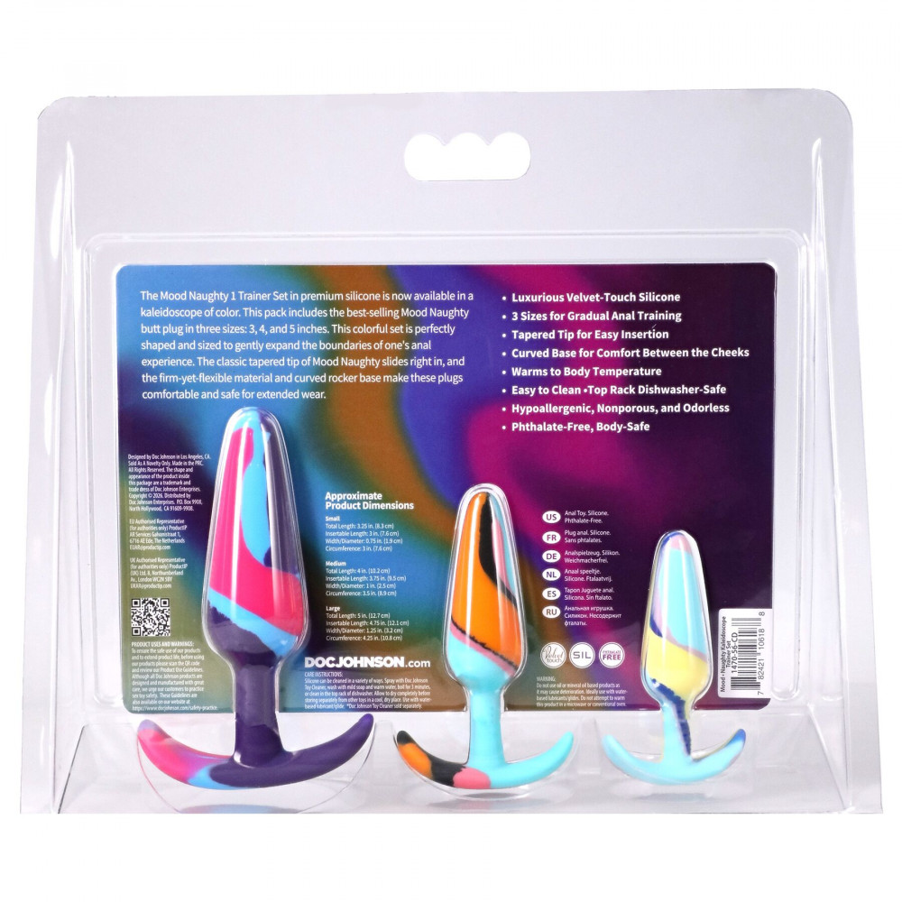 Анальні іграшки - Набір анальних пробок Doc Johnson Mood Naughty 1 Kaleidoscope Trainer Set 5