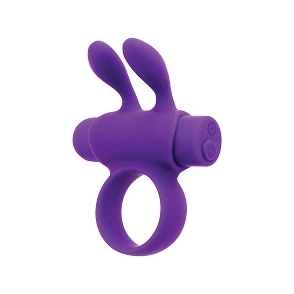 Эрекционные кольца с вибрацией - Эрекционное виброкольцо S Pleasures Premium Rabbit Ring фиолетовое, со съемной вибропулей и ушками