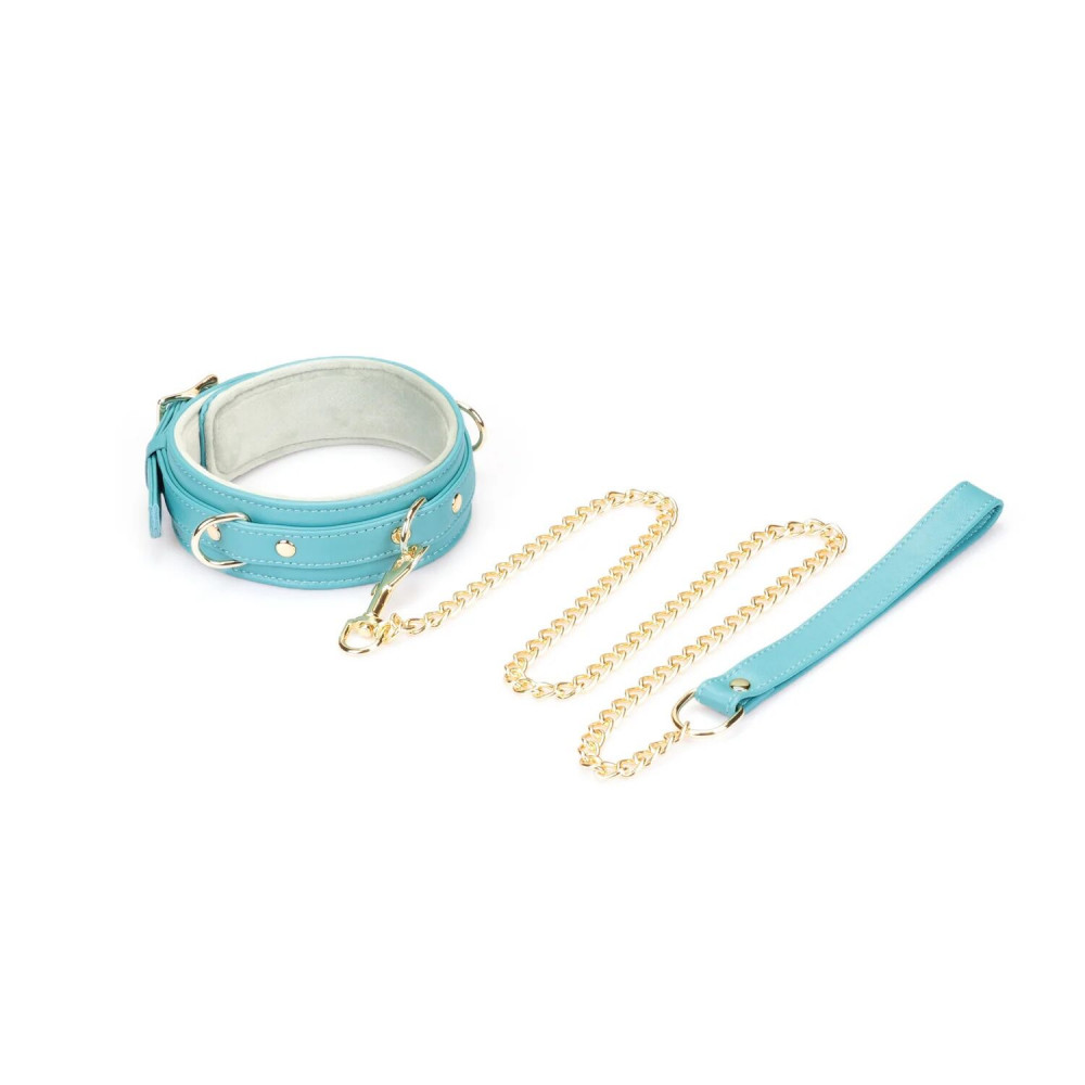 - Нашийник з повідцем Liebe Seele Blue Lamb Leather Collar with Velvet Lining