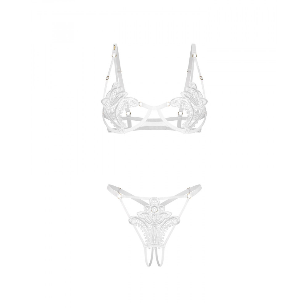 Еротичні комплекти - Комплект Obsessive Luise Sublim White 2-pcs crotchless set L/XL 6