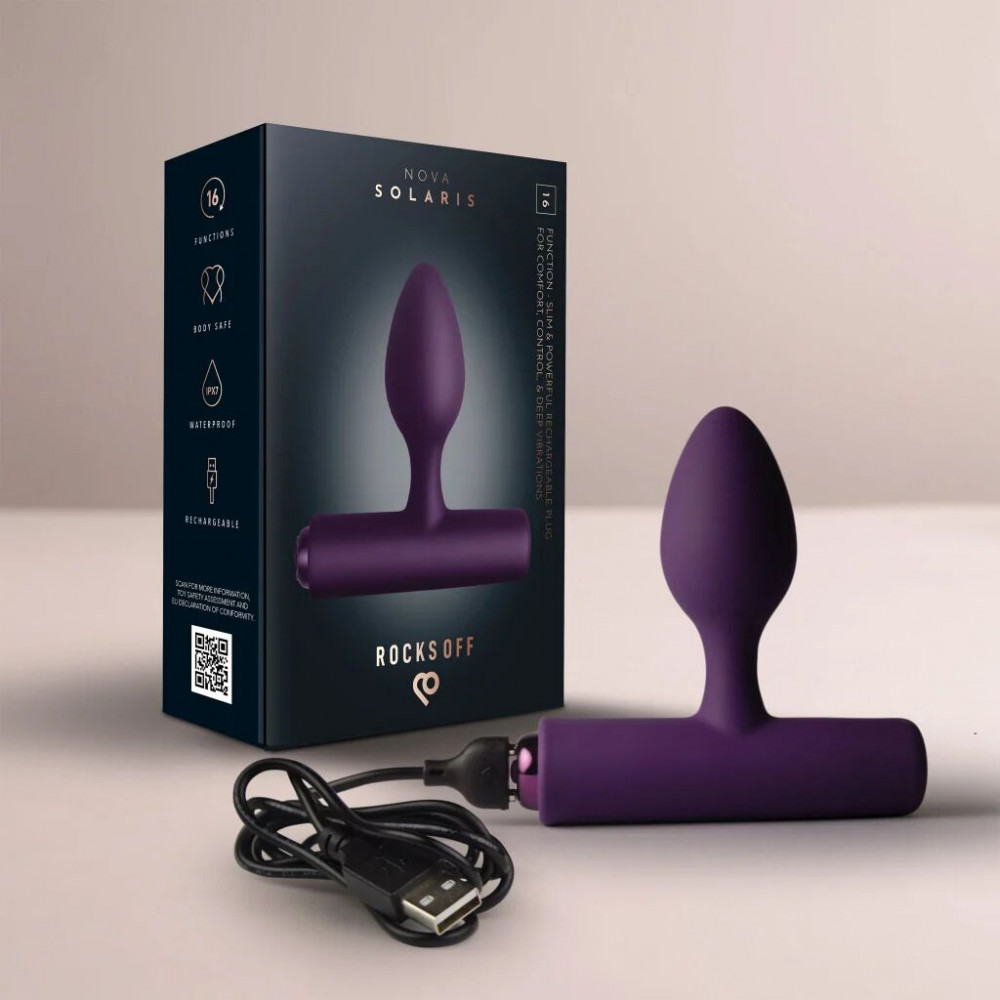 Анальные игрушки с вибрацией - Анальная вибропробка Rocks Off NOVA Solaris Purple 1
