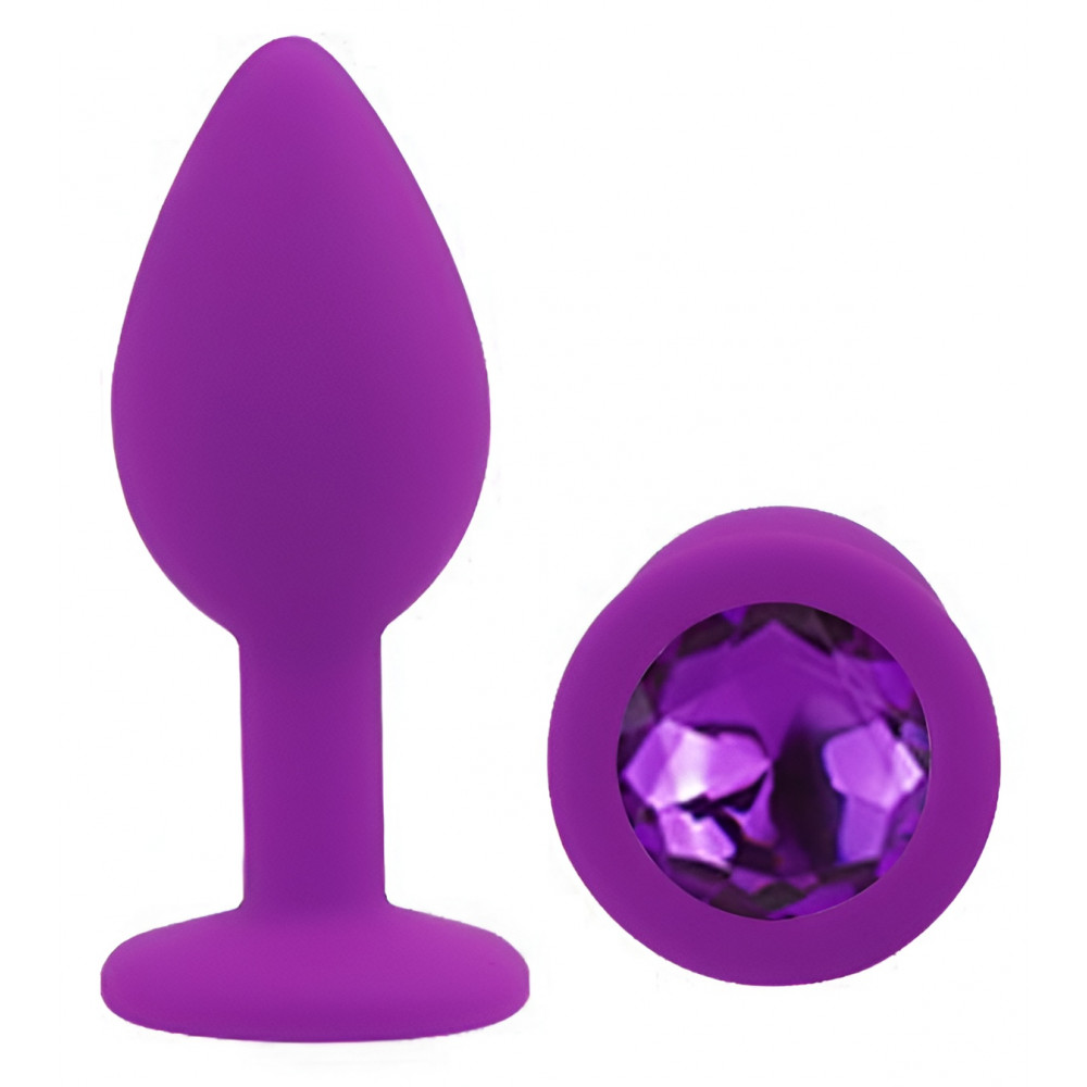 Анальные игрушки без вибрации - Силиконовая анальная пробка EGZO - Silicone Purple Round Plug Purple, size S 3
