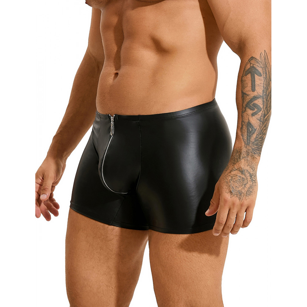 Різне - Труси на блискавці, чоловічі Star Night з імітацією шкіри, чорні, L 4