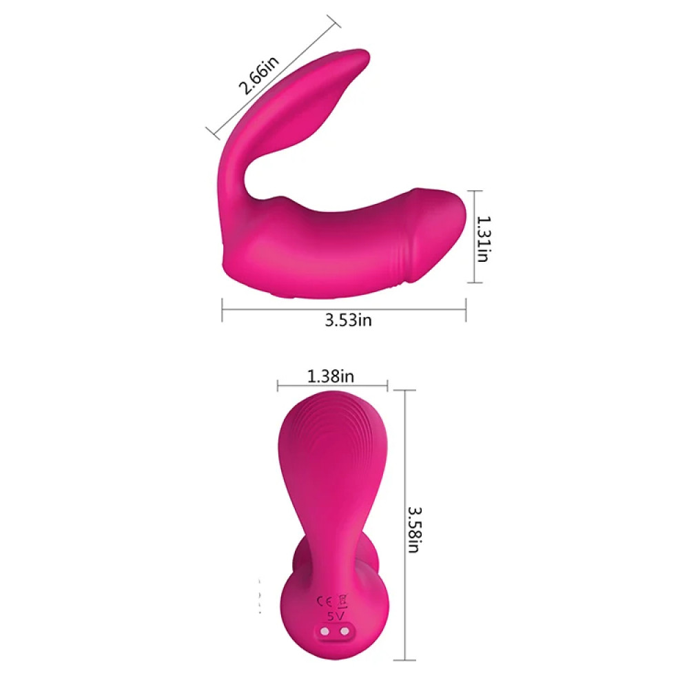 Вибратор-кролик - Вагинально-клиторальный вибратор Dream Toys Essentials с пультом, розовый, 9 × 3 см 2