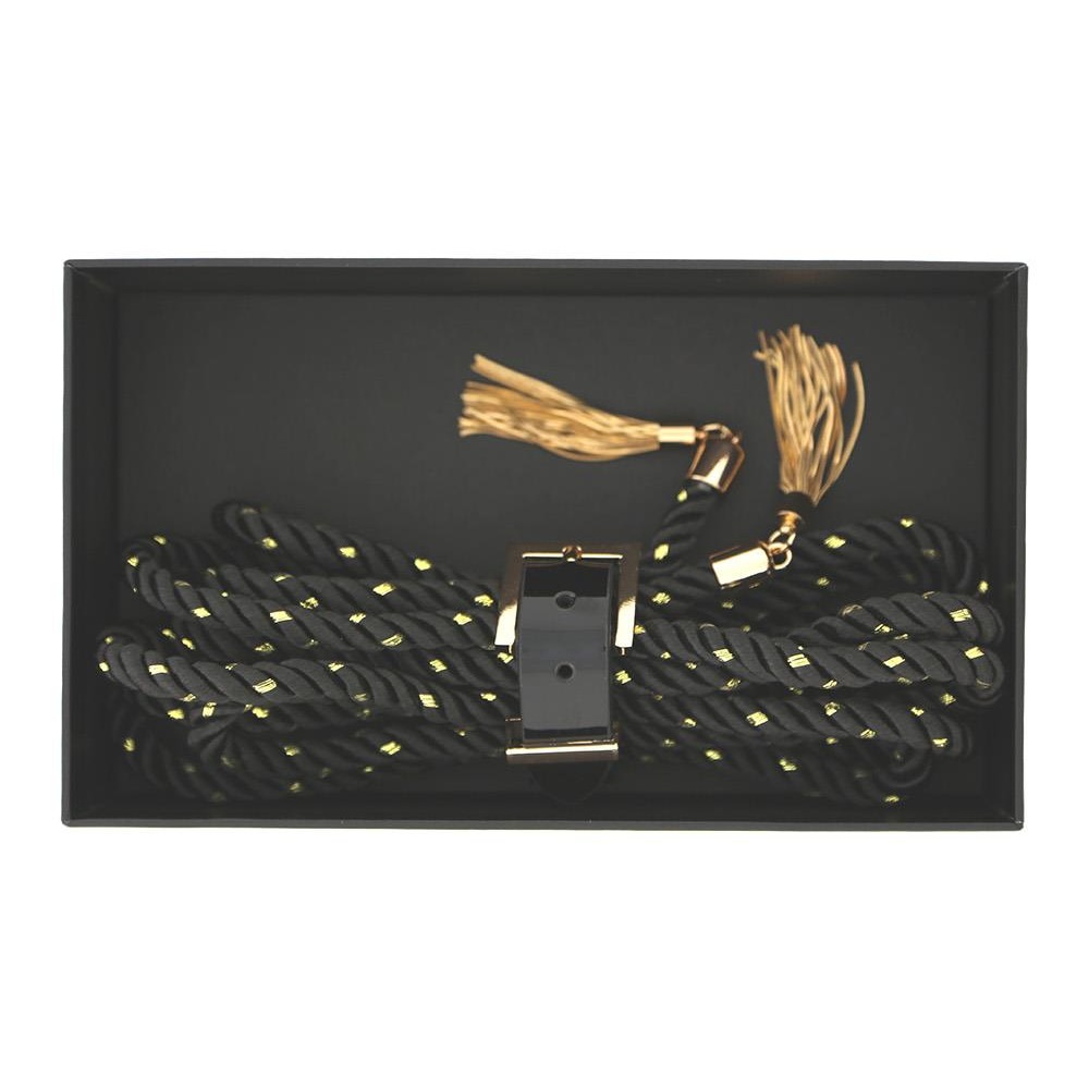 Наручники и ограничения - Веревка для связывания Guilty Pleasure Embrace с золотыми кистями и застежкой-ремнем, 3 м 5