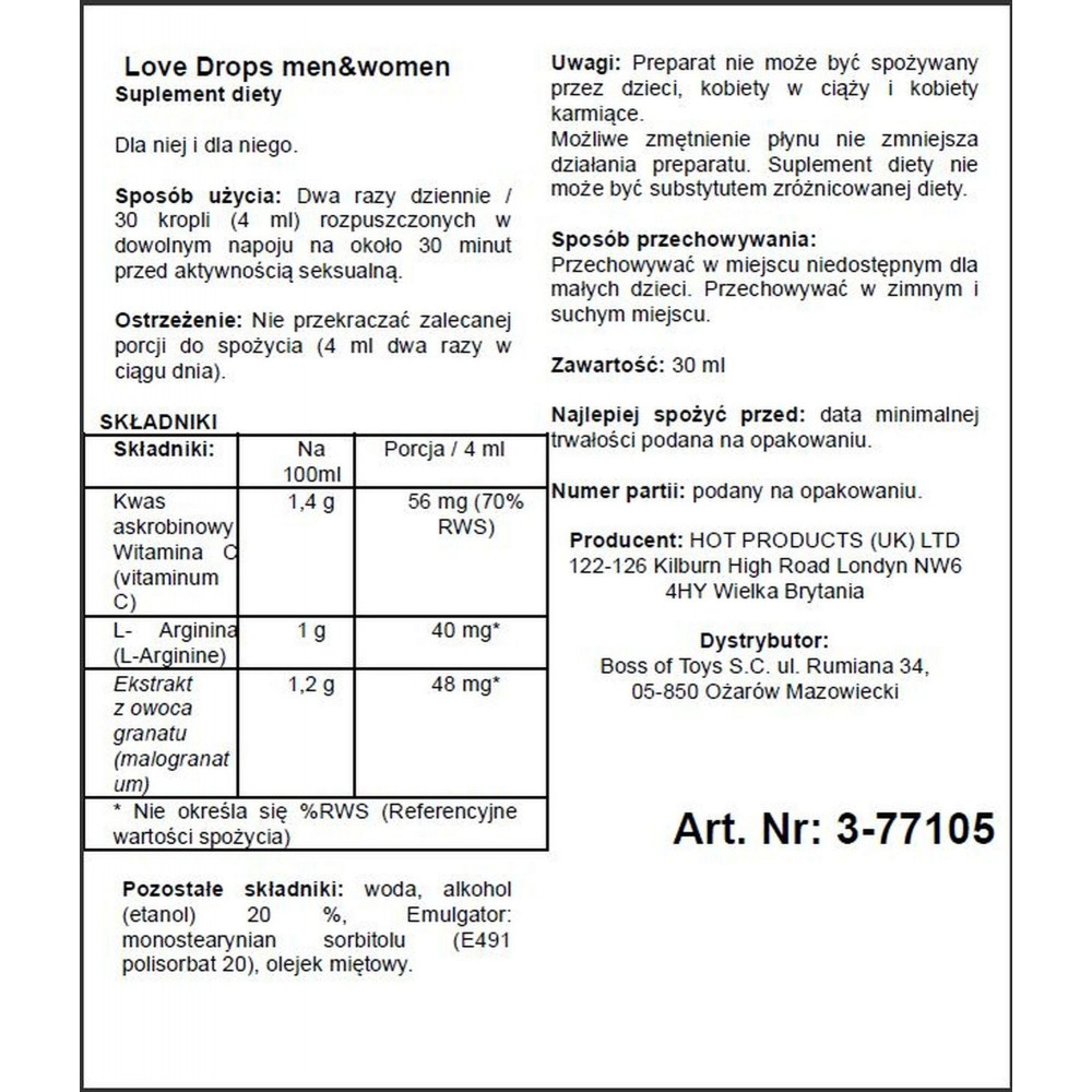 Збуджувальні препарати - Збуджуючі краплі для двох ERO Love Drops, 30 мл 3