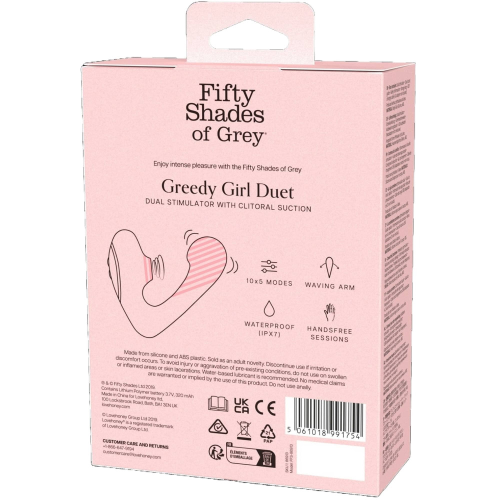 Разное - Вибратор-дуэт Fifty Shades of Grey Greedy Girl вакуумная стимуляция и точка G, черный 3