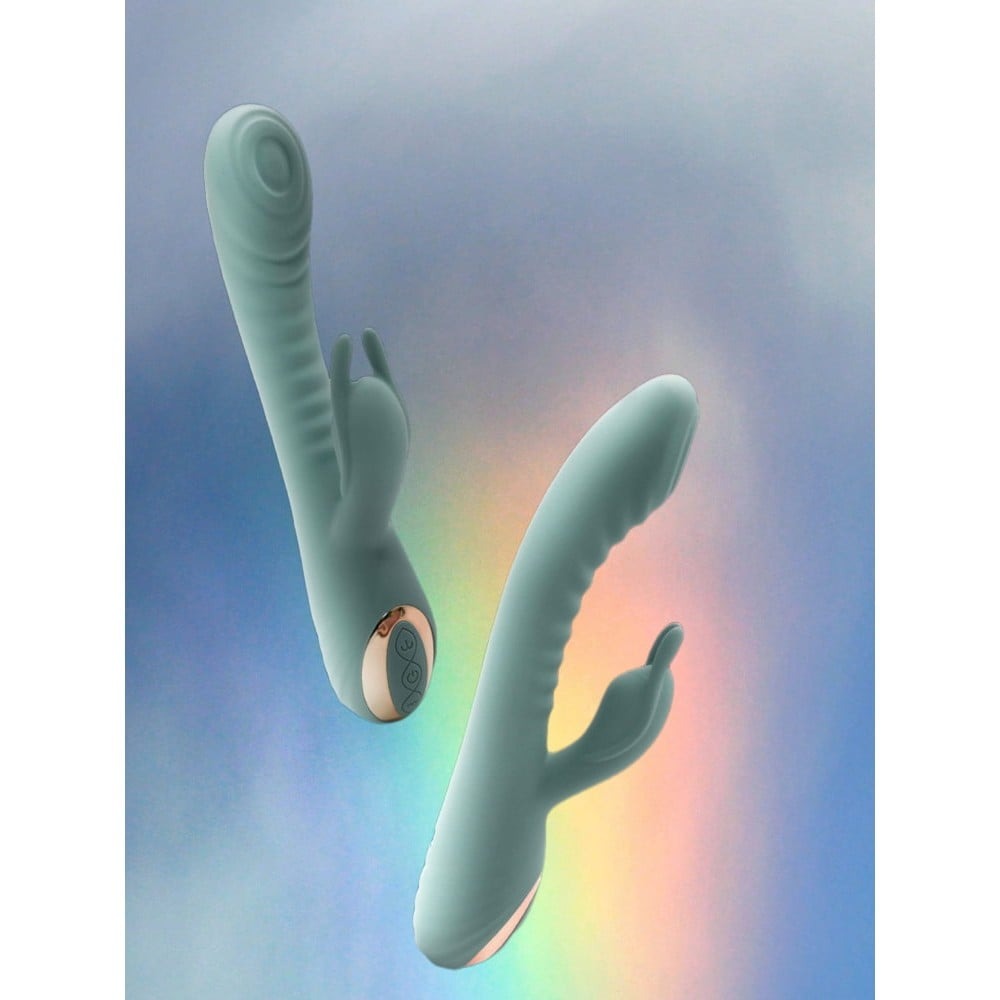 Різне - Вібратор-кролик Sweet Em Velvet Lure, 3 режими вібрації + 10 режимів у відростка, зелений 8