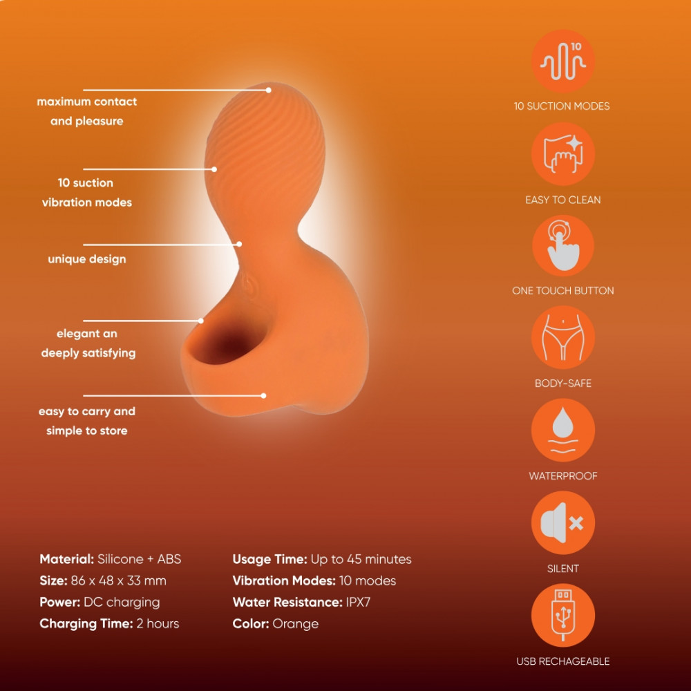 Вібропулі та міні-вібратори - Вібратор на палець Sweet Em, помаранчевий 6