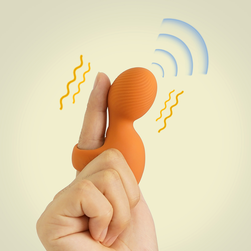 Вібропулі та міні-вібратори - Вібратор на палець Sweet Em, помаранчевий 3