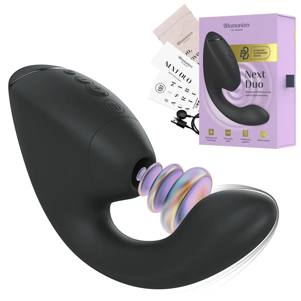 Вакуумний вібратор - Вібратор-стимулятор вакуумний Womanizer Next Duo Black для точки G, чорний 35