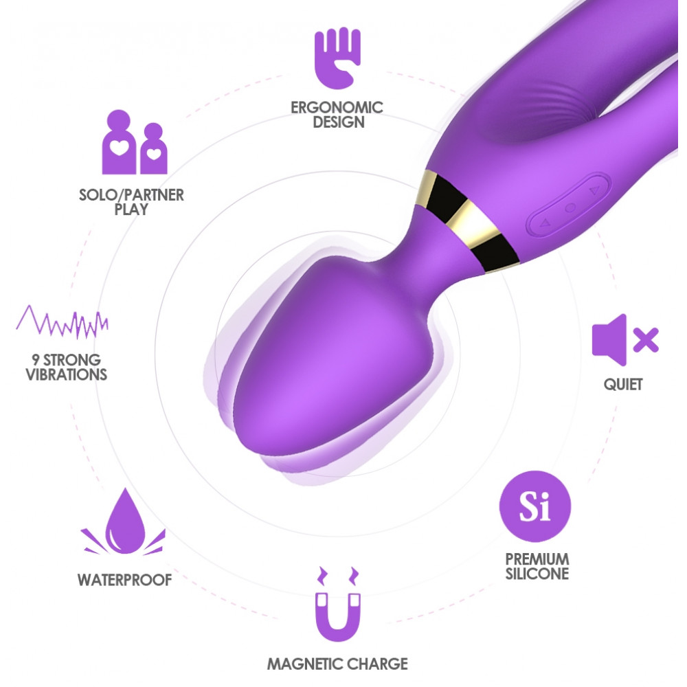 Вибратор - Вибромассажер Boss Series - Magic Wand USB Purple 9 Function, BS5200027-1 2