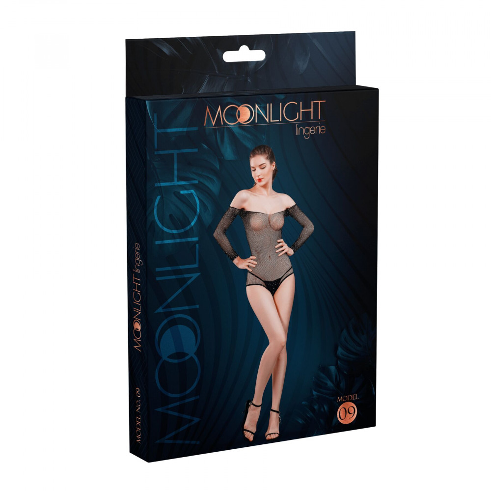 Эротическое белье - Сетчатое боди со стразами Moonlight Model 09 XS-L Black (мятая упаковка!!!) 3