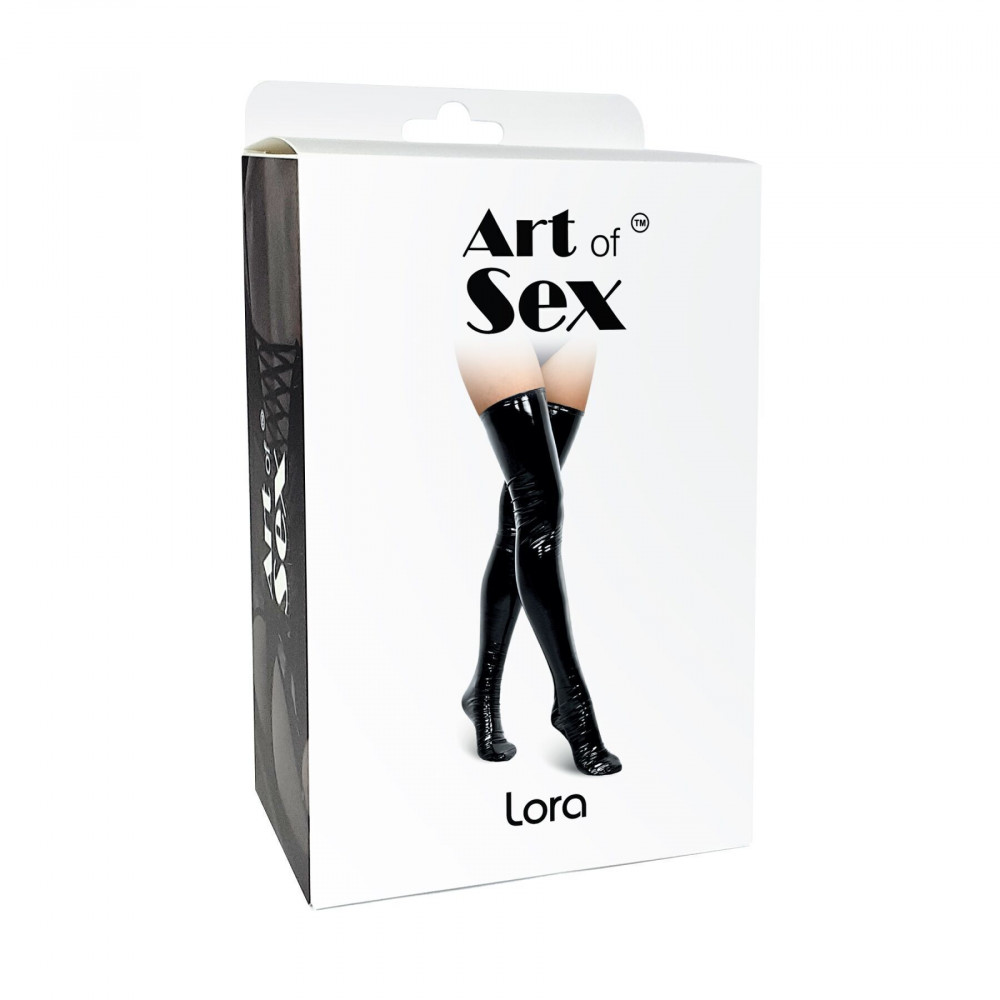 Чулки - Сексуальные виниловые чулки Art of Sex - Lora, размер M, с эффектом мокрого бархата 2