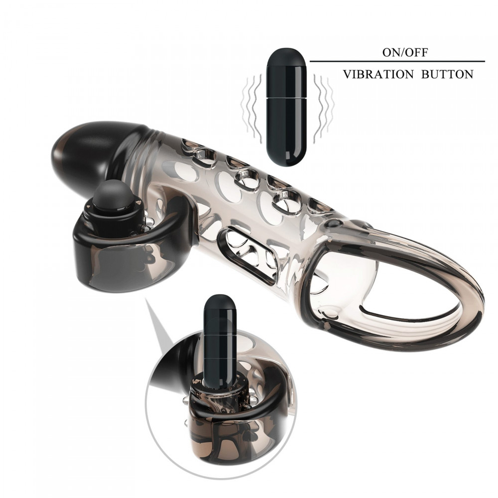 - Насадка с вибрацией ROMANCE - Penis sleeve Black, MC59-1 6